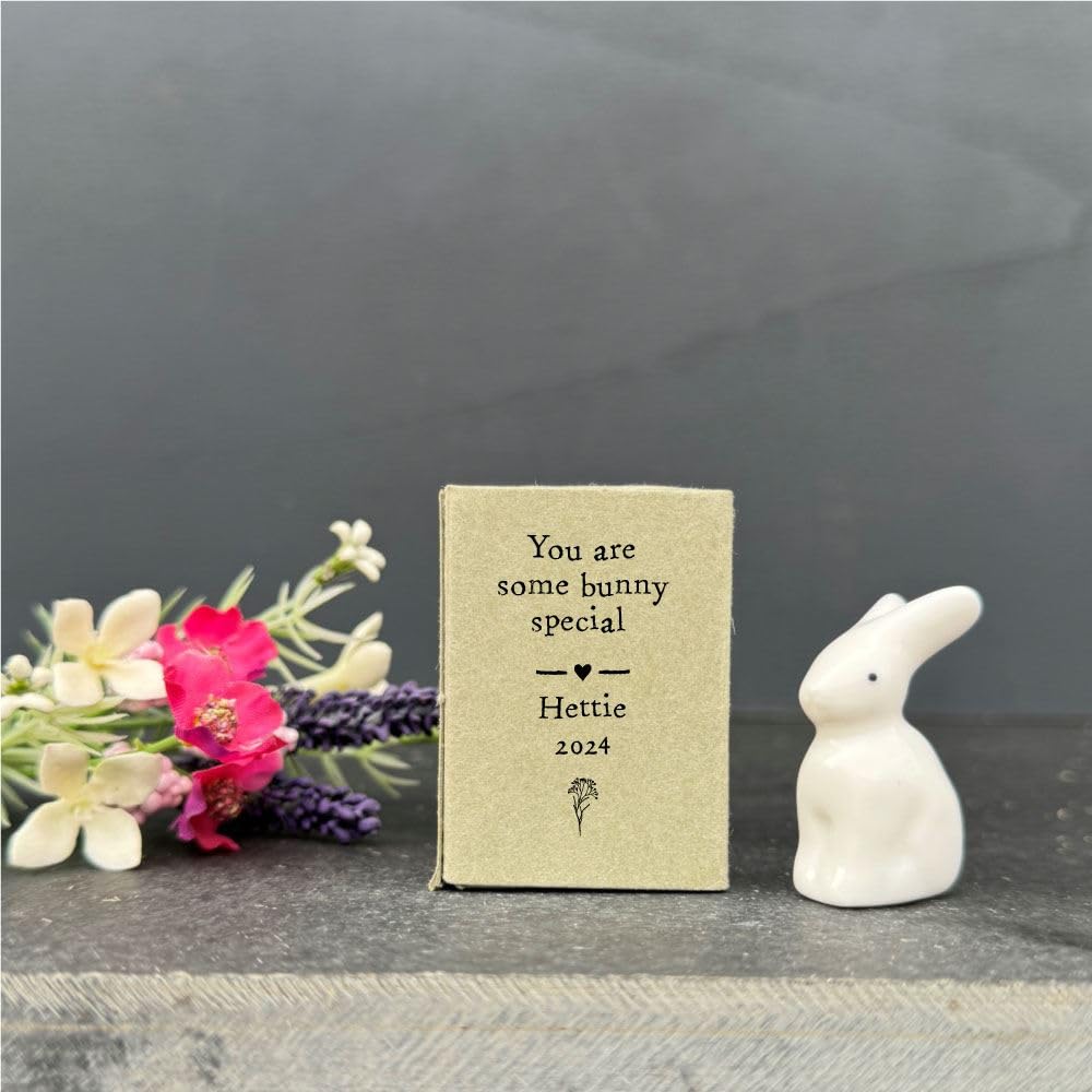 Luck And Luck White Personalised Porcelain Matchbox Bunny Rabbit 'Some Bunny Special', Friendship Boxed Gift, Keepsake Ornament, Porcelain Token Gift