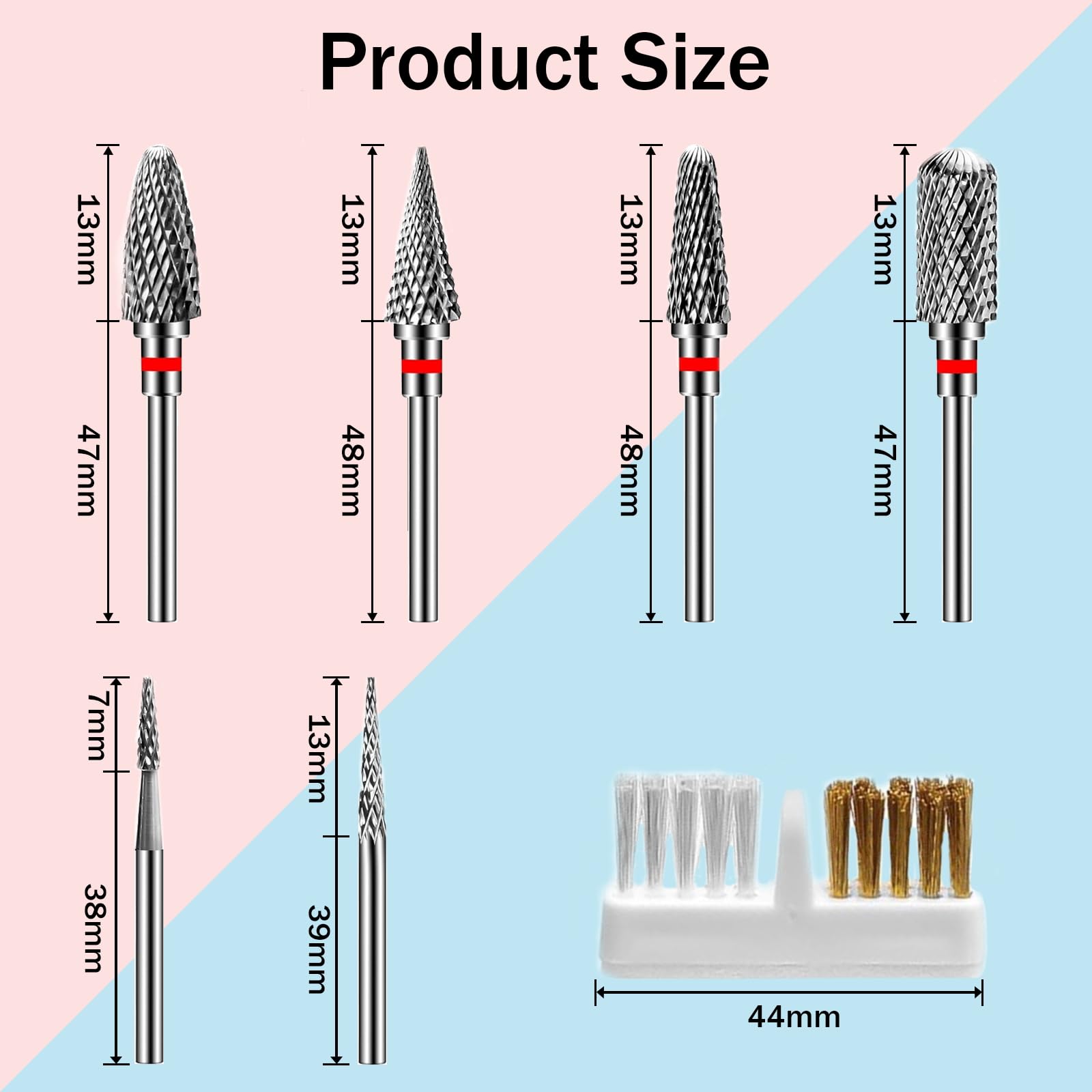 7 Piezas Fresas Torno para Uñas,Brocas para Uñas 3/32'' Carburo de Tungsteno,Uñas Arte Herramientas para Eliminación de Gel Acrílico Cutícula (Estilo 2)