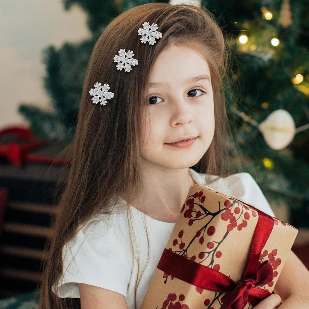 10Pcs Mini Snowflake Hair Clips Sparkly Rhinestone Pearl Hair Barrettes Cute Hair Pins Snap Small Silver Metal Alligator Clips Christmas Hair Accessories for New Year Wedding Party Hair Clip - Image 4