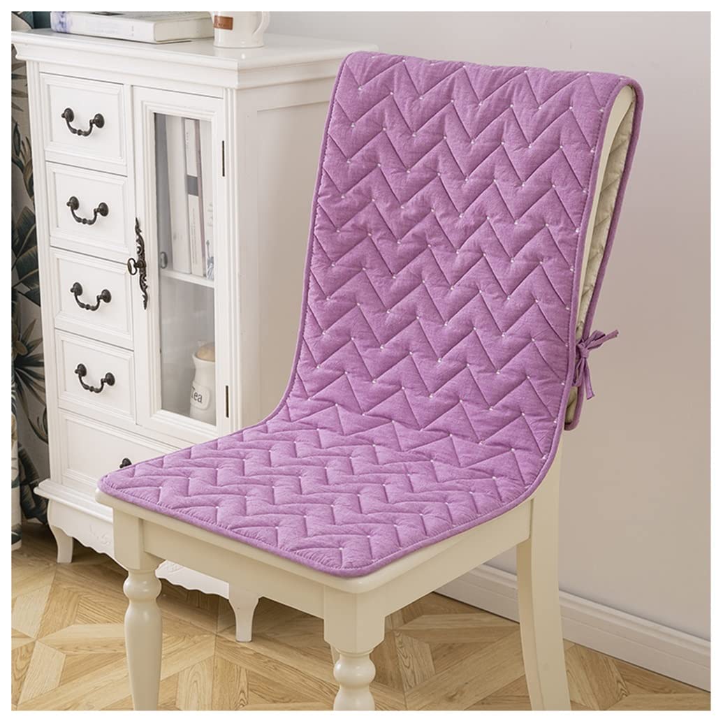 Coussin de chaise de salle à manger long dossier haut avec sangles coton épais violet