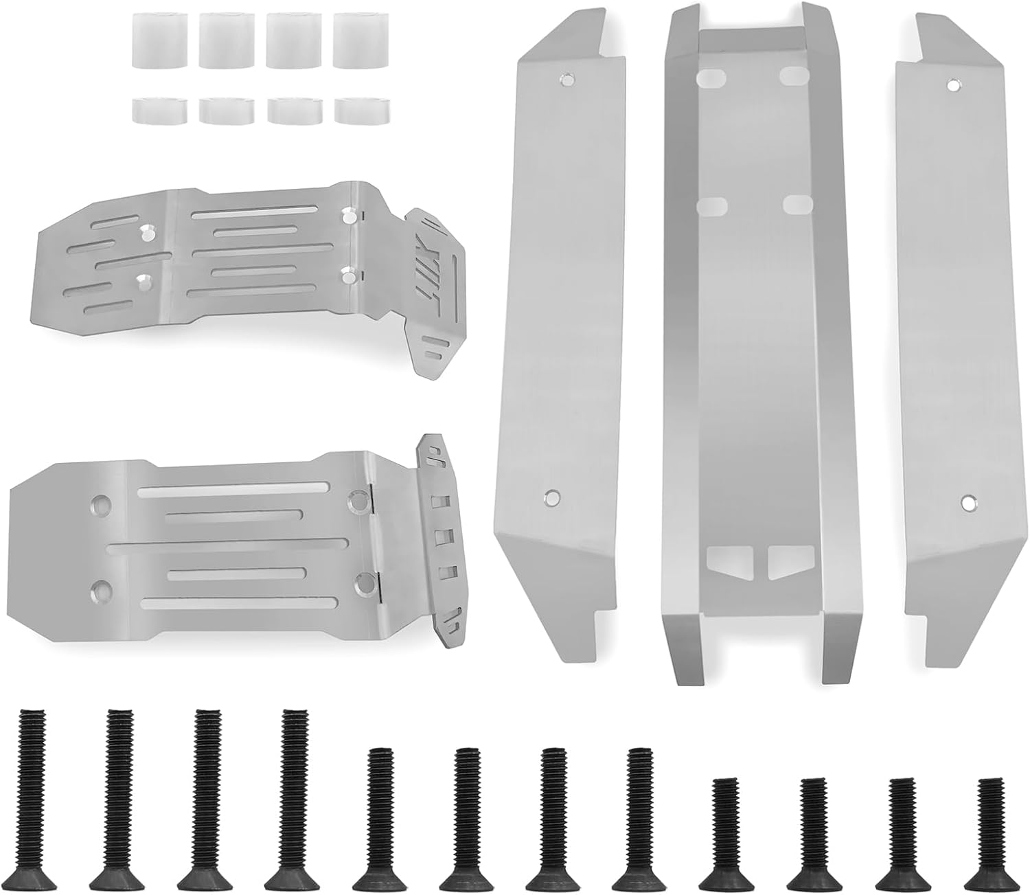 RCLIONS Stainless Steel Front Rear Center Skid Plate Chassis Protector Guard Armor for 1/6th XRT 8S RC Crawler Car Upgrades