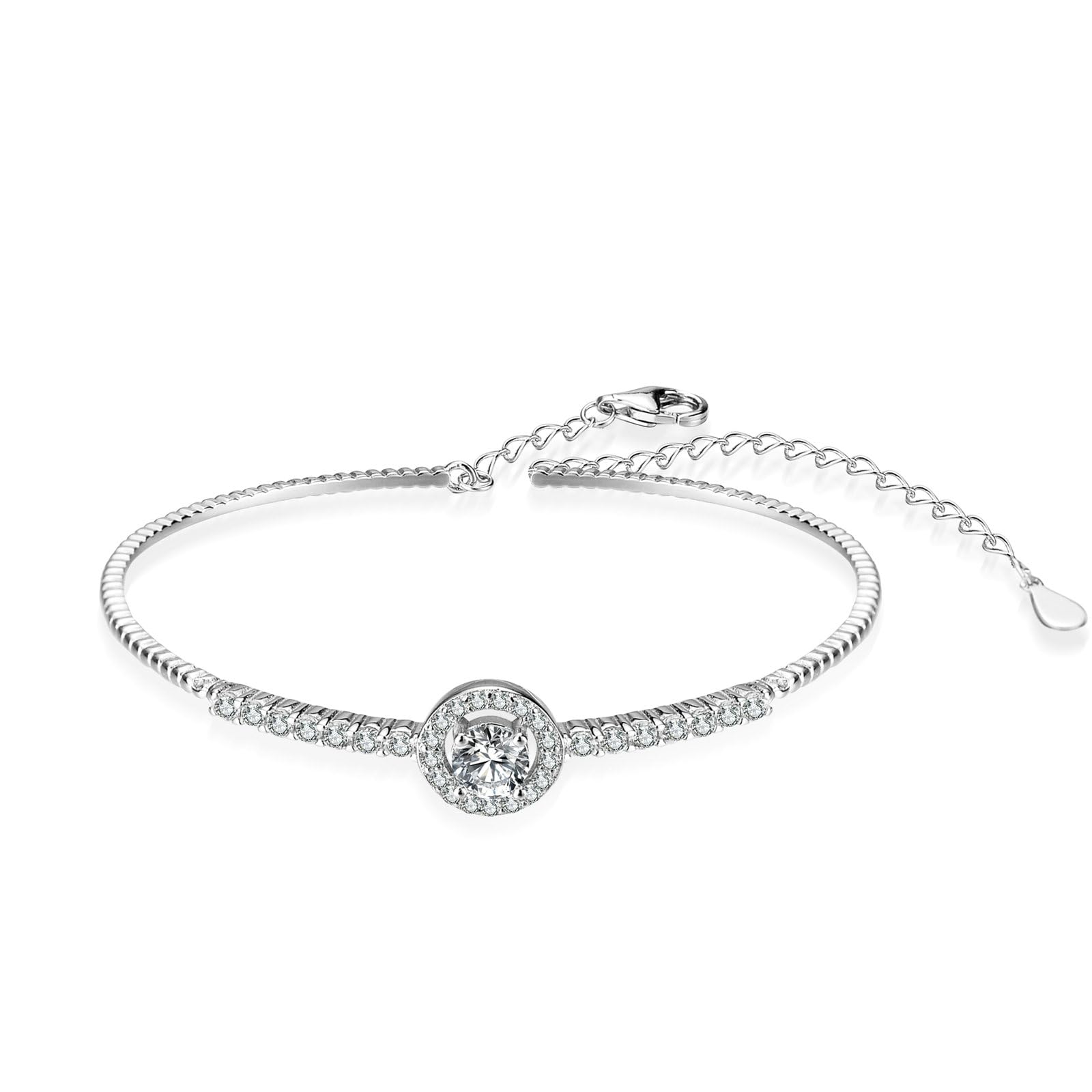 Pulsera de platino 950 para mujer, 54-60 mm de diámetro, con