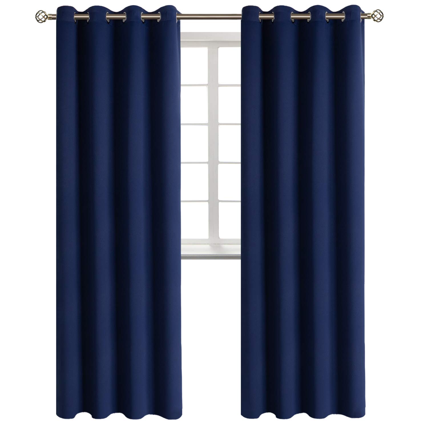 BGment Blackout Curtains - Grommet Thermal Insulated Room Darkening Bedroom and Living Room Curtains, Set of 2 Panels (52 x 120 Inch, Navy) — image 1
