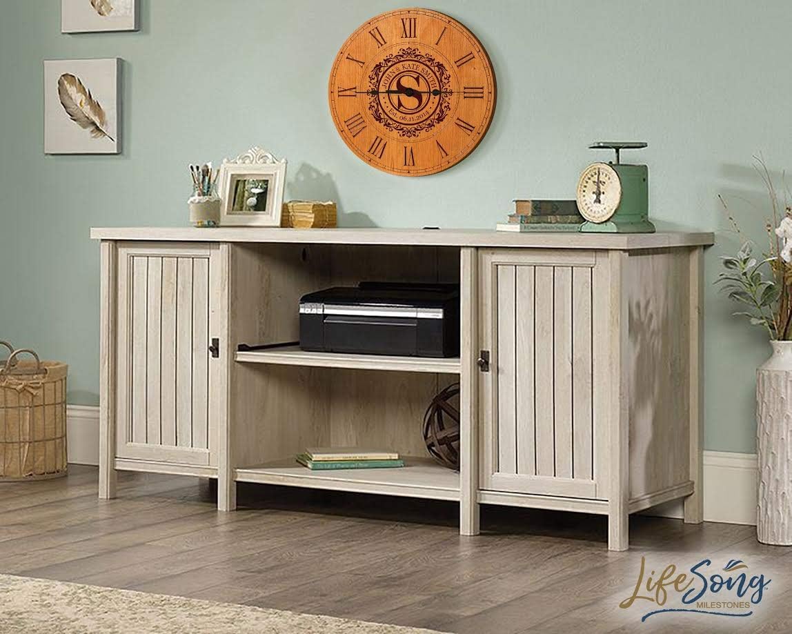 LifeSong Milestones Cherry Wall Clock, Personalized with Roman Numerals, Battery Operated, 12 x 12 x 1.5 in