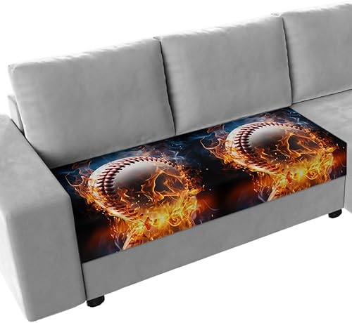 Fundas de cojín para sofá de béisbol lavables, temática deportiva, degradado, naranja, azul, negro, extraíble, elásticas, fundas para sofá