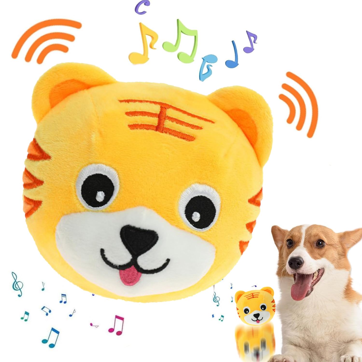 OTXKXBLP Active Moving Pet Plush Toy, Interactive Dog Toys Pet Bouncing Balls, USB Rechargeable Interactive Washable Cartoon Pig Plush Sound