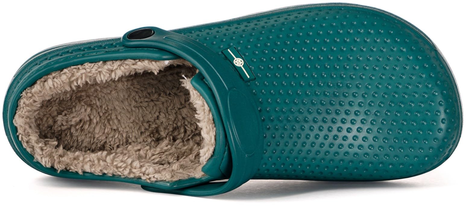 Zuecos con forro de piel para mujer, impermeables, para jardín, invierno, forro polar cálido, pantuflas para el hogar, interiores y exteriores