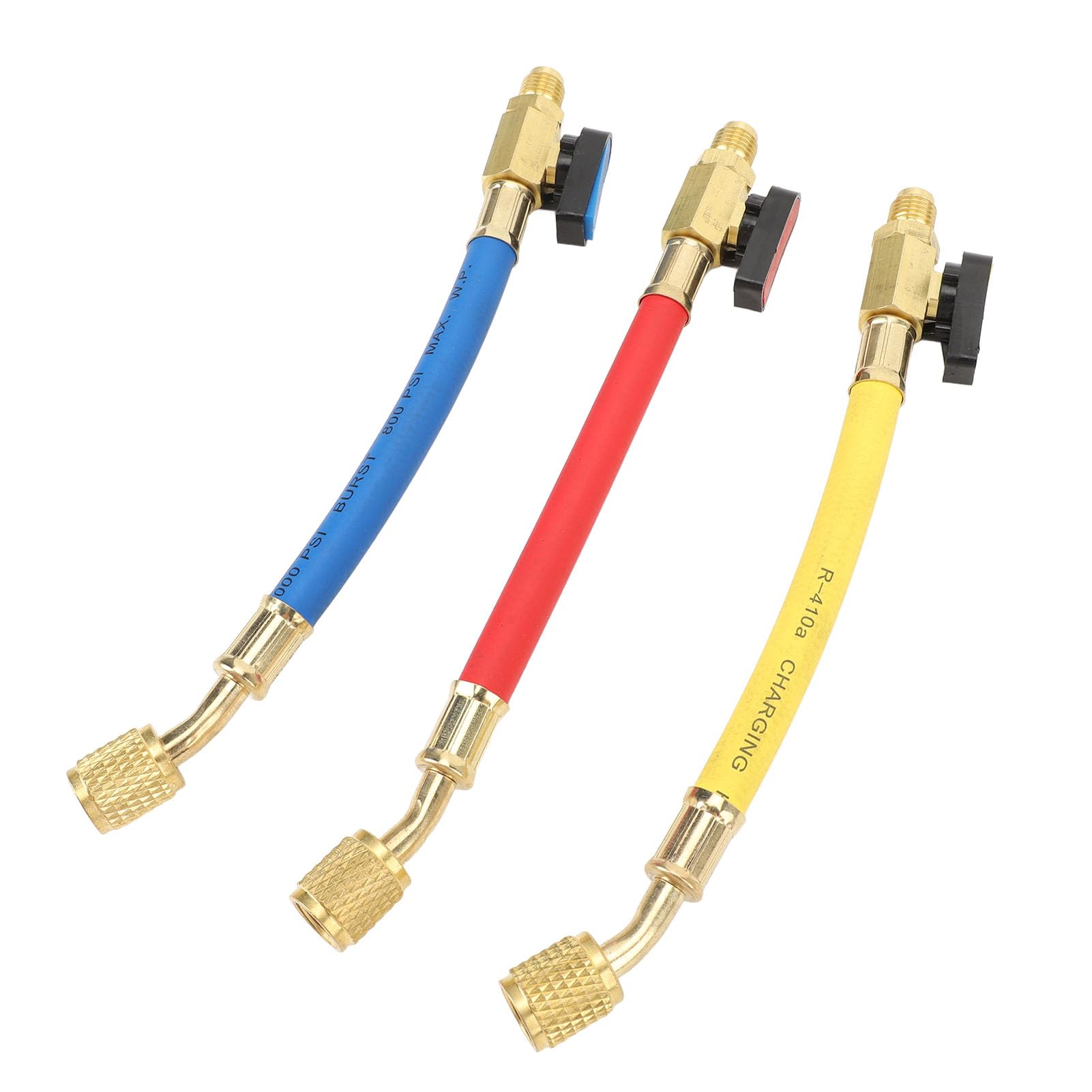Kit de flexibles de charge de réfrigérant R134A, R410A, R22 et R12 avec flexibles à code couleur, vannes à bille en laiton et entrée 1/2 pouce pour la maintenance des systèmes de climatisation