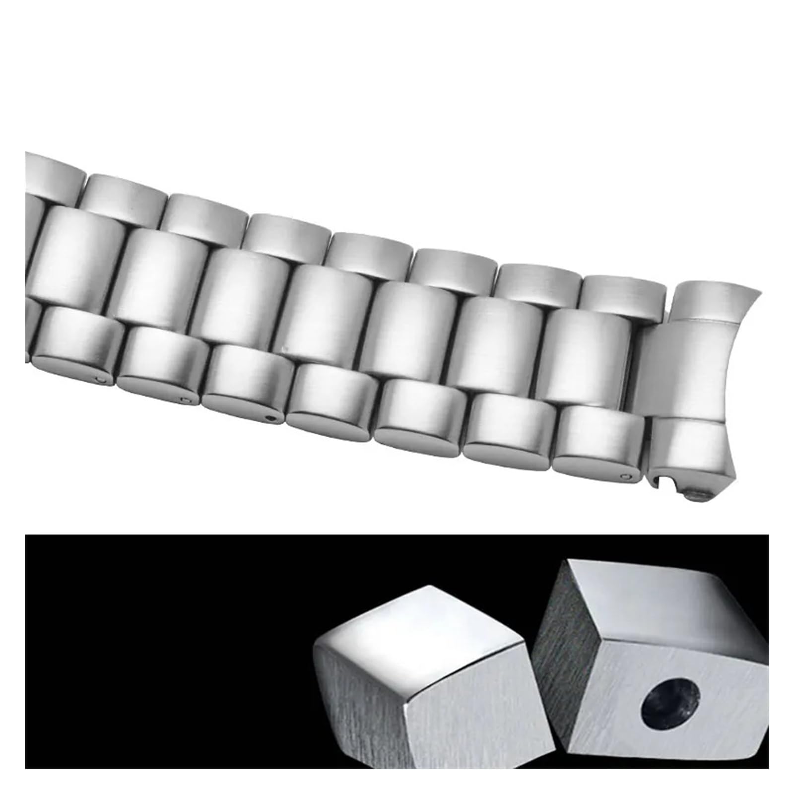 Genérico Correa de reloj de acero inoxidable plateada de repuesto, compatible con la serie Seamaster 007.