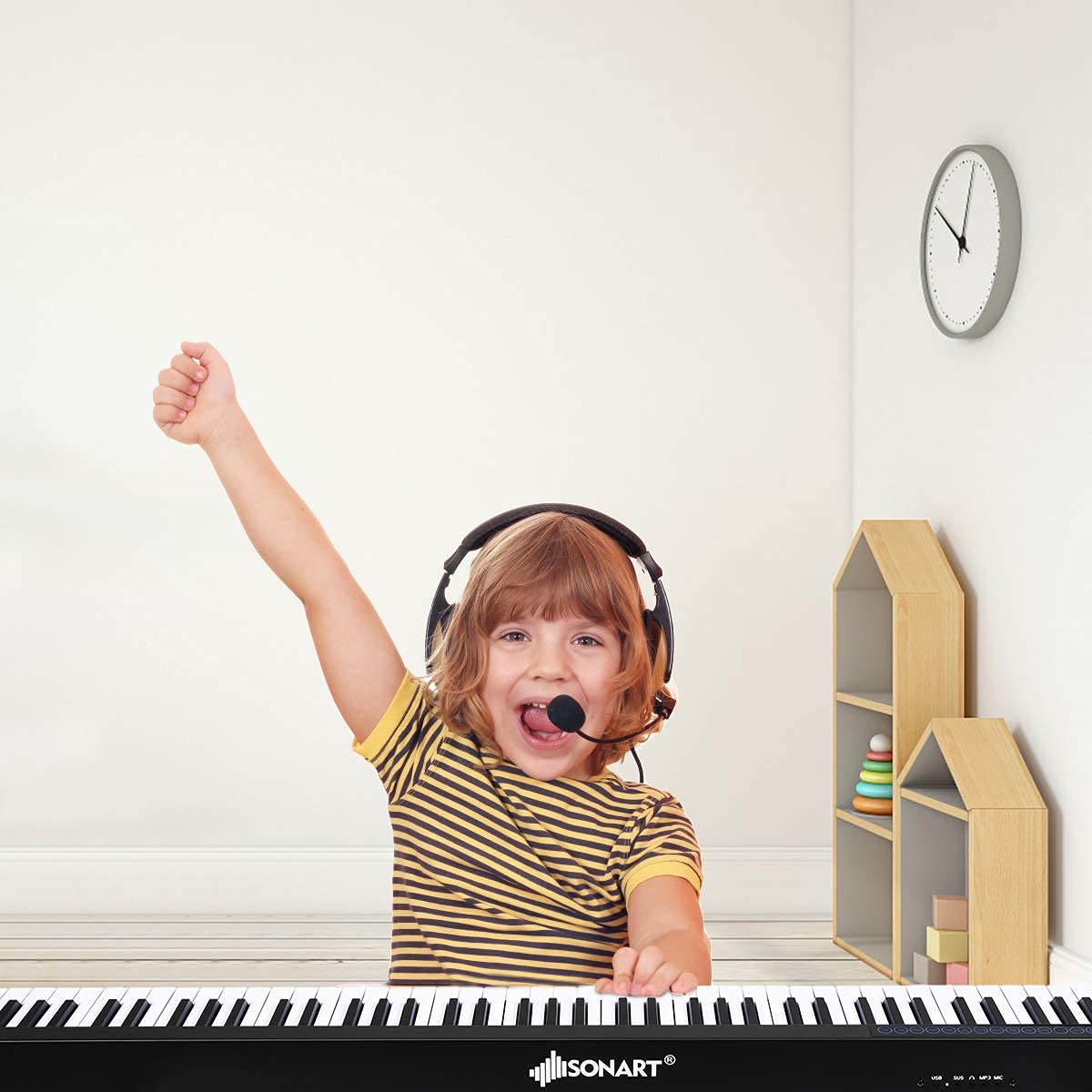 COSTWAY Piano Numérique 88 Touches, Clavier Electrique Amélioré avec Sac de Transport, 128 Rythmes, 128 Notes, Réglage de Dynamique, Pédale, Interface MIDI/USB, Fonction Bluetooth, Noir