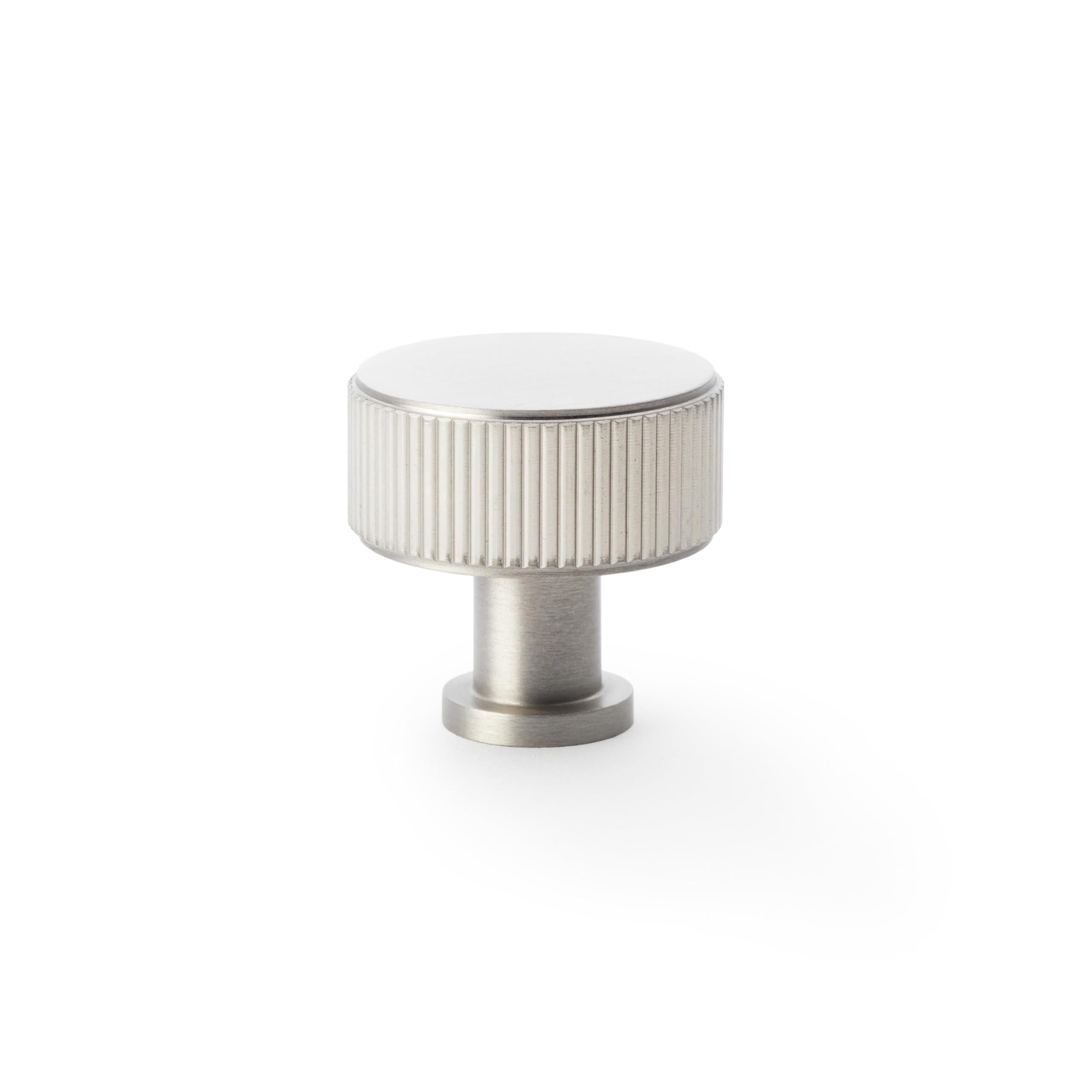 (35Mm Knob ) Satin Nickel Reeded Solid Brass Handles & Knobs 5060796709629