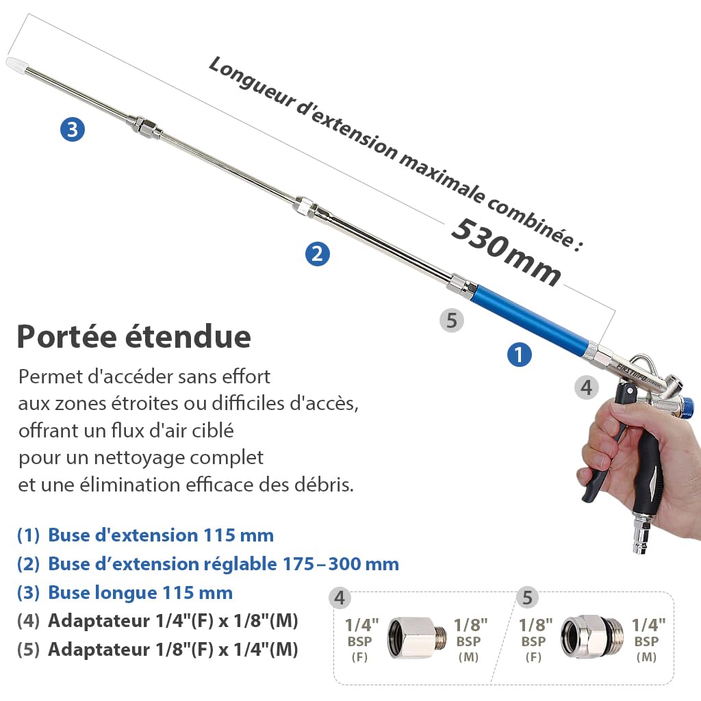 FIRSTINFO Soufflette Air Comprimé Windstorm Kit 22 Pièces A18569KEU