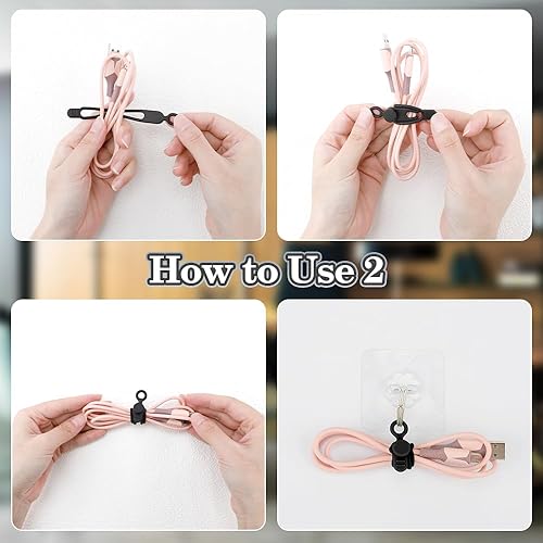 Miniatura 4 de 24 bridas de silicona para cables, organizador de cables reutilizables para cargar cables en oficina, escuela, hogar, envolturas elásticas multiusos