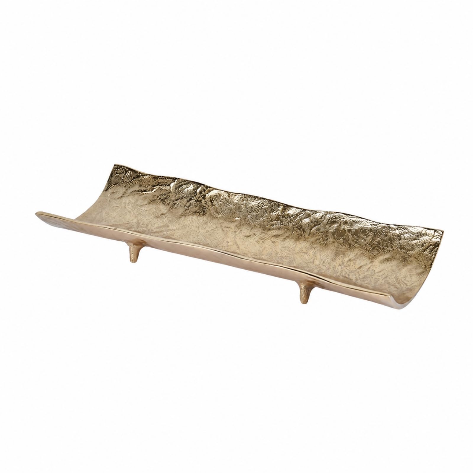 Milageto Bandeja con Acabado Dorado Multiusos | Bandeja Alargada Decorativa, Elegante, para Recibidores, Comedores, Showrooms