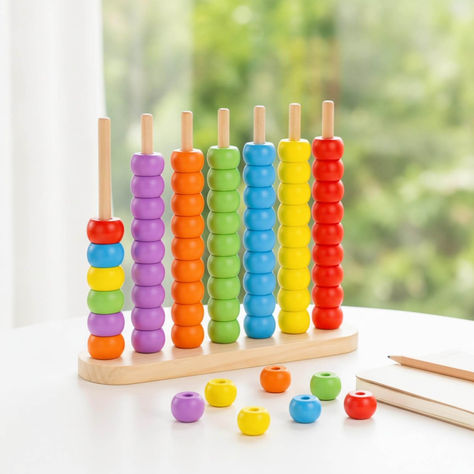 Boulier en Bois Mathématique Boulier avec Tiges Coloré pour Enfants, Bébés, Maison, Maternelle