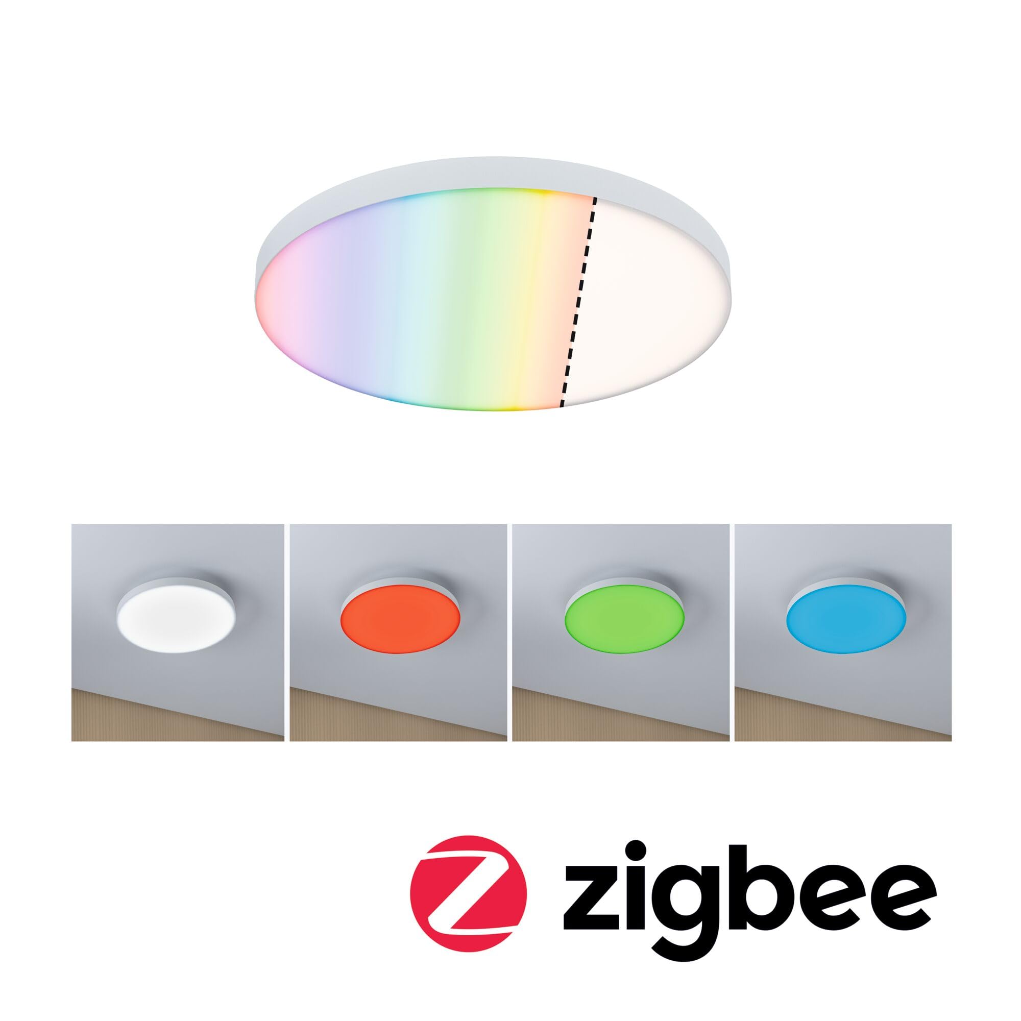 Paulmann 79899 panel LED Velora Smart Home Zigbee 600 mm okrągły, w zest. 1x16,5 W ściemniany, sterowanie kolorami RGBW, oprawa sufitowa 3000 K