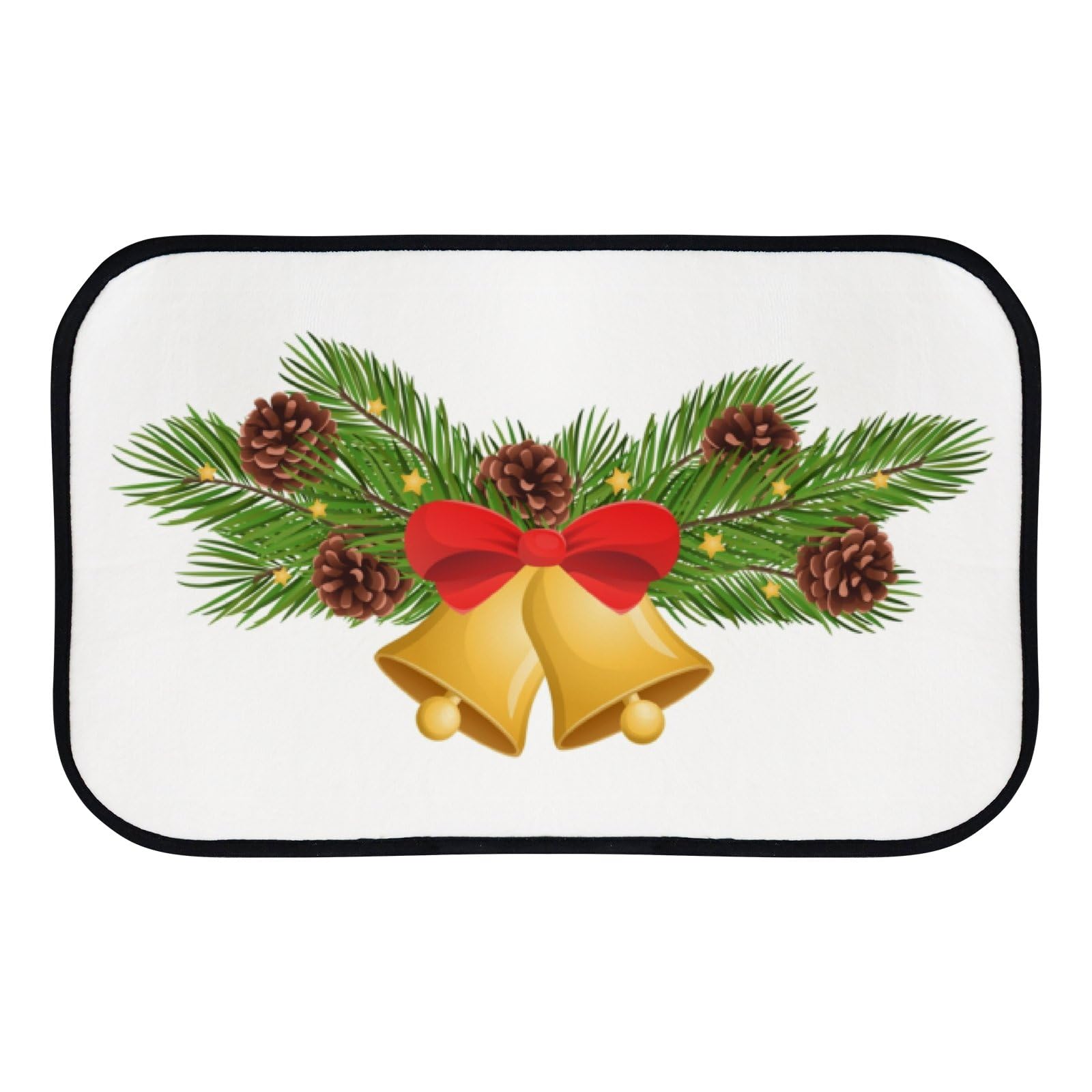 Nuansexi Bathroom Rugs Bells Christmas Tree Branches White Floor Mats Non Slip Bathmat Doormat Tub Mat Coral Velvet Absorbent Entrance Carpet Mats Machine Washable Bedroom Decor