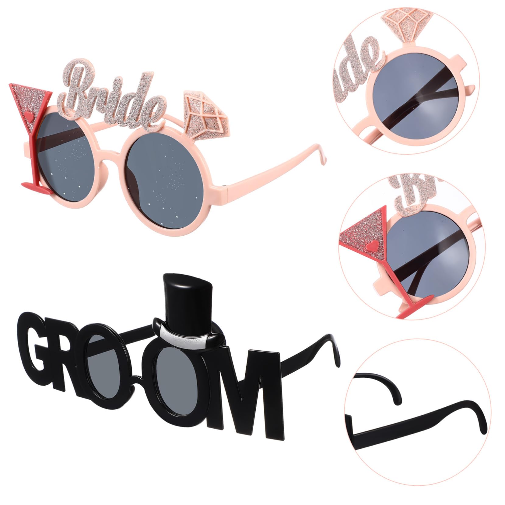 Abaodam 10 Piezas Gafas De Novia Novio Para Adultos Traviesos Anteojos De Novia y Novio Lentes De Sol Para Despedida De Soltero Anteojos De Novio Boda Amantes El Plastico