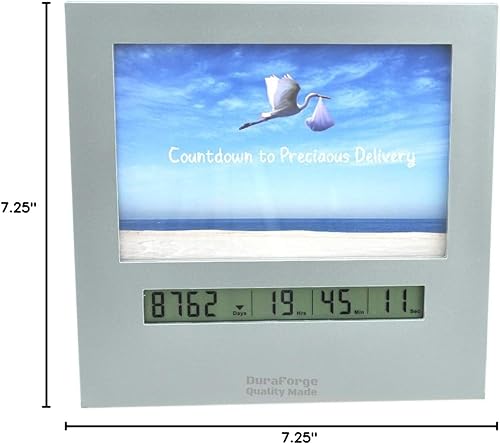 Miniatura 8 de Reloj digital reutilizable de cuenta regresiva para bebé y reloj de 24 horas, boda gris, 7 ½ x 7 ¼ pulgadas, marco de fotos de 4 x 6, días que