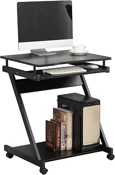 SogesHome 23.6inches Laptop Desk with Keyboard Tray Computer Desk Workstation Table Adjustable Mobile Bed Table Portable Laptop Computer Stand Desks, Black