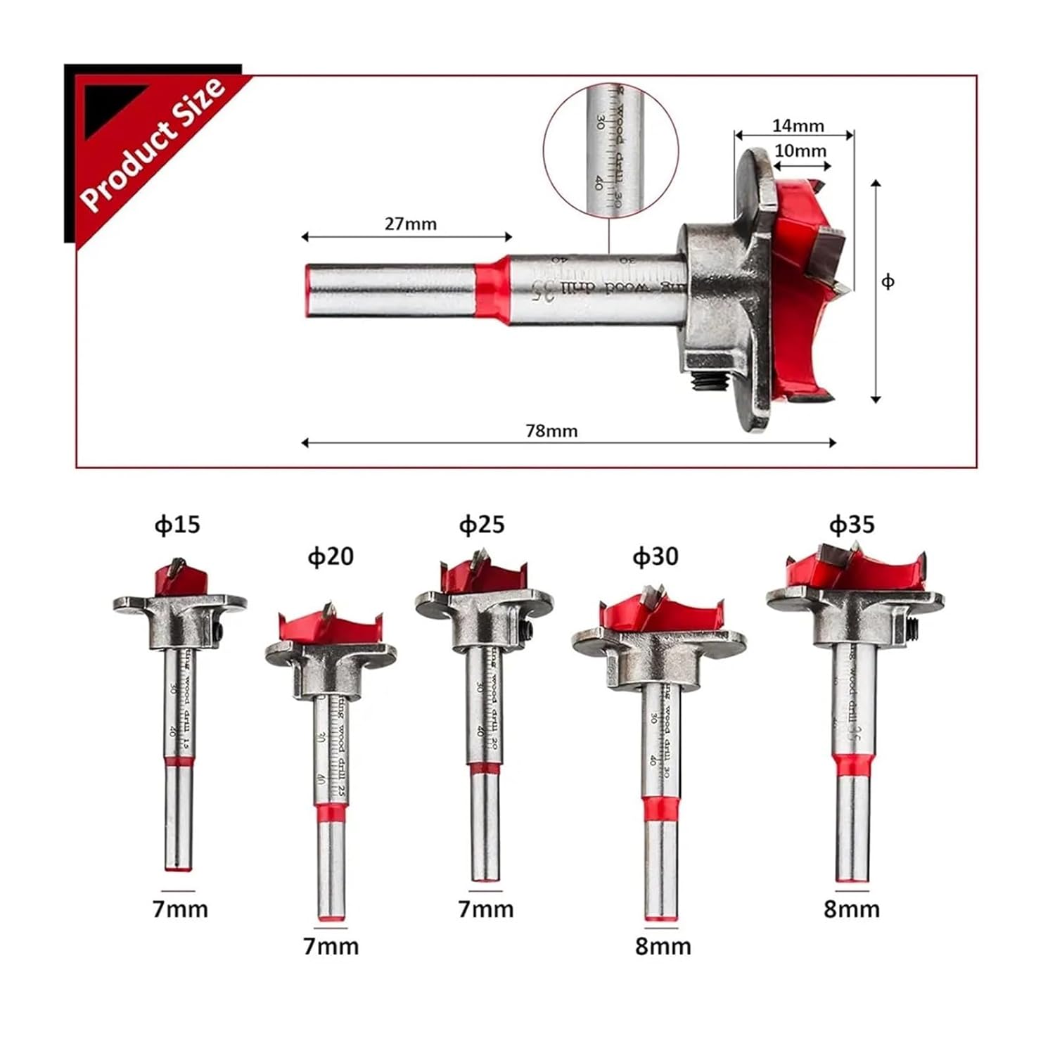 Hole Saw Kit 15-35mm Hinge Hole Opener Positioning Saw Kit Adjustable Woodworking Carbide Drill Bits Set Professional