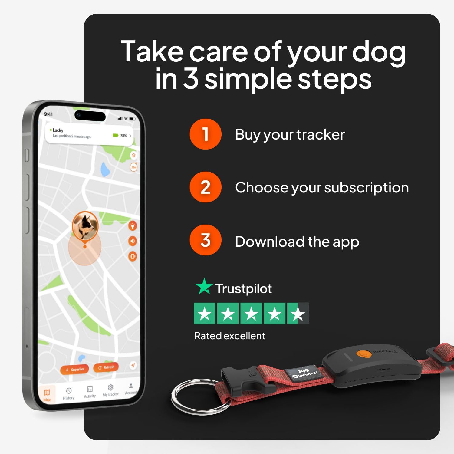 Weenect Dog XT - NEW GPS Collar for Dogs | XL Antenna | Waterproof | Ultra-Durable Integrated Julius-K9 Collar | Subscription Required - image 8