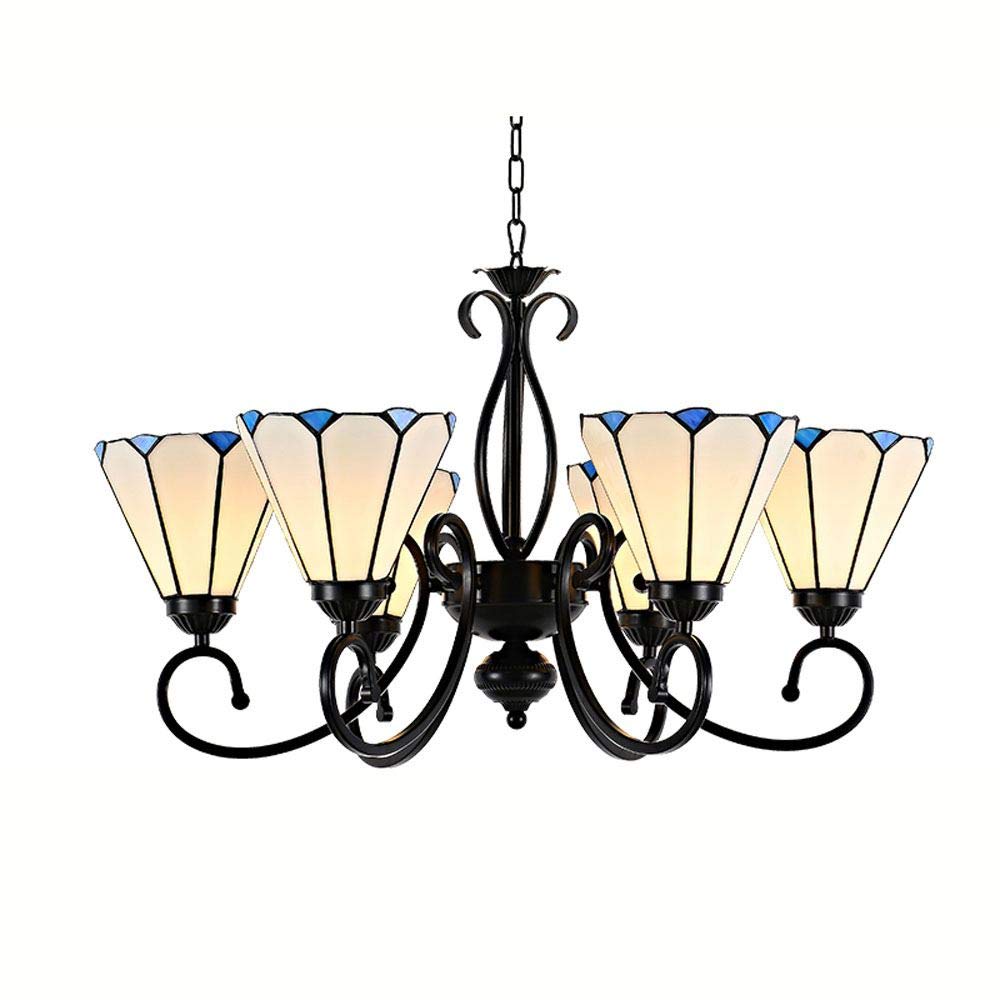 HJRegaFimu Living Room Chandeliers Ceiling Pendant Light 8 Heads Restaurant Bar Counter Lamp American Country Rustic Dining Bohemia Painted Metal Glass Hanging