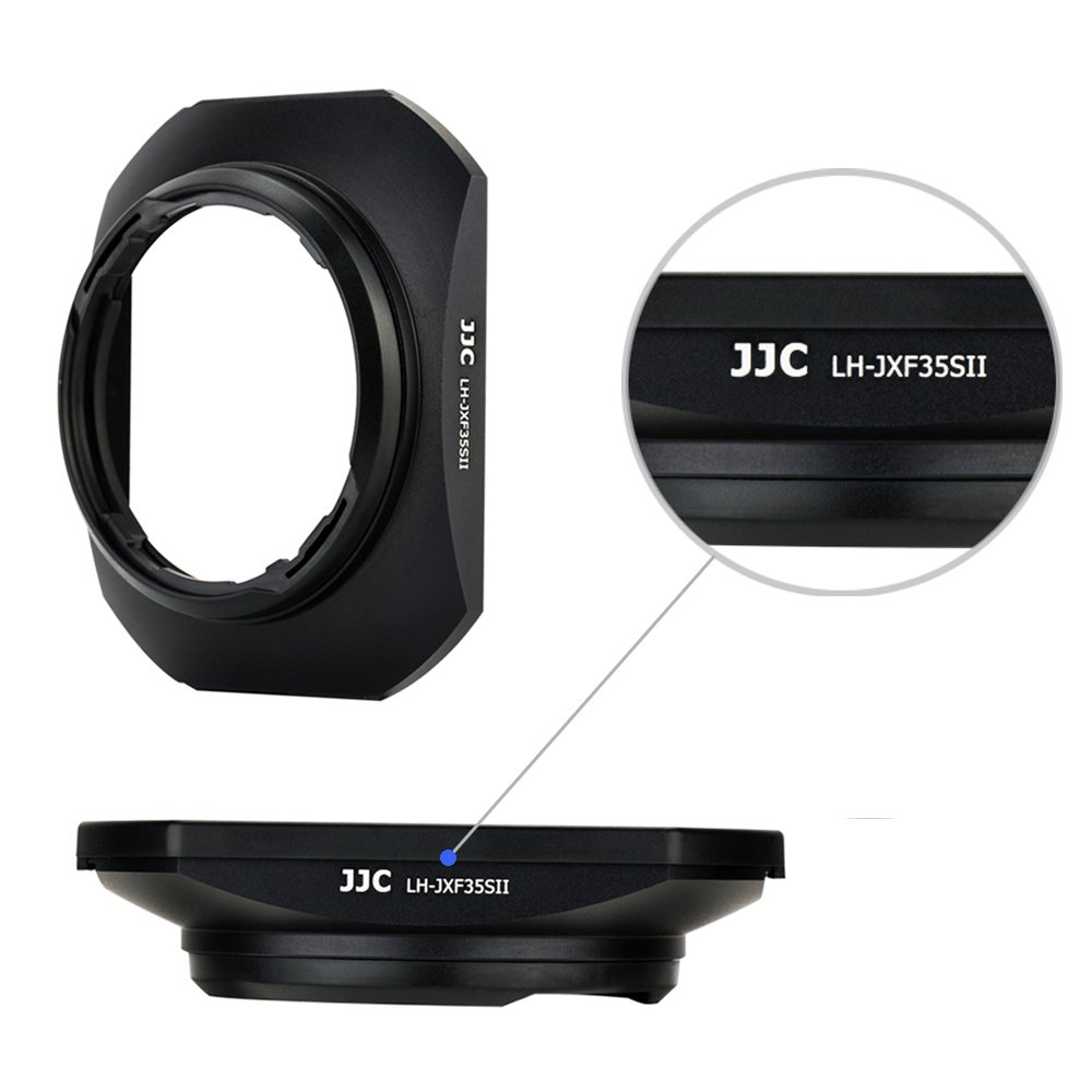 Parasol para Lente JJC Reemplazo de Fujifilm LH-XF35-2 para Lente Fujifilm Fujinon XC 35 mm F2 y Lente XF35 mm F2 R WR y Lente XF23 mm F2 R WR, Negro
