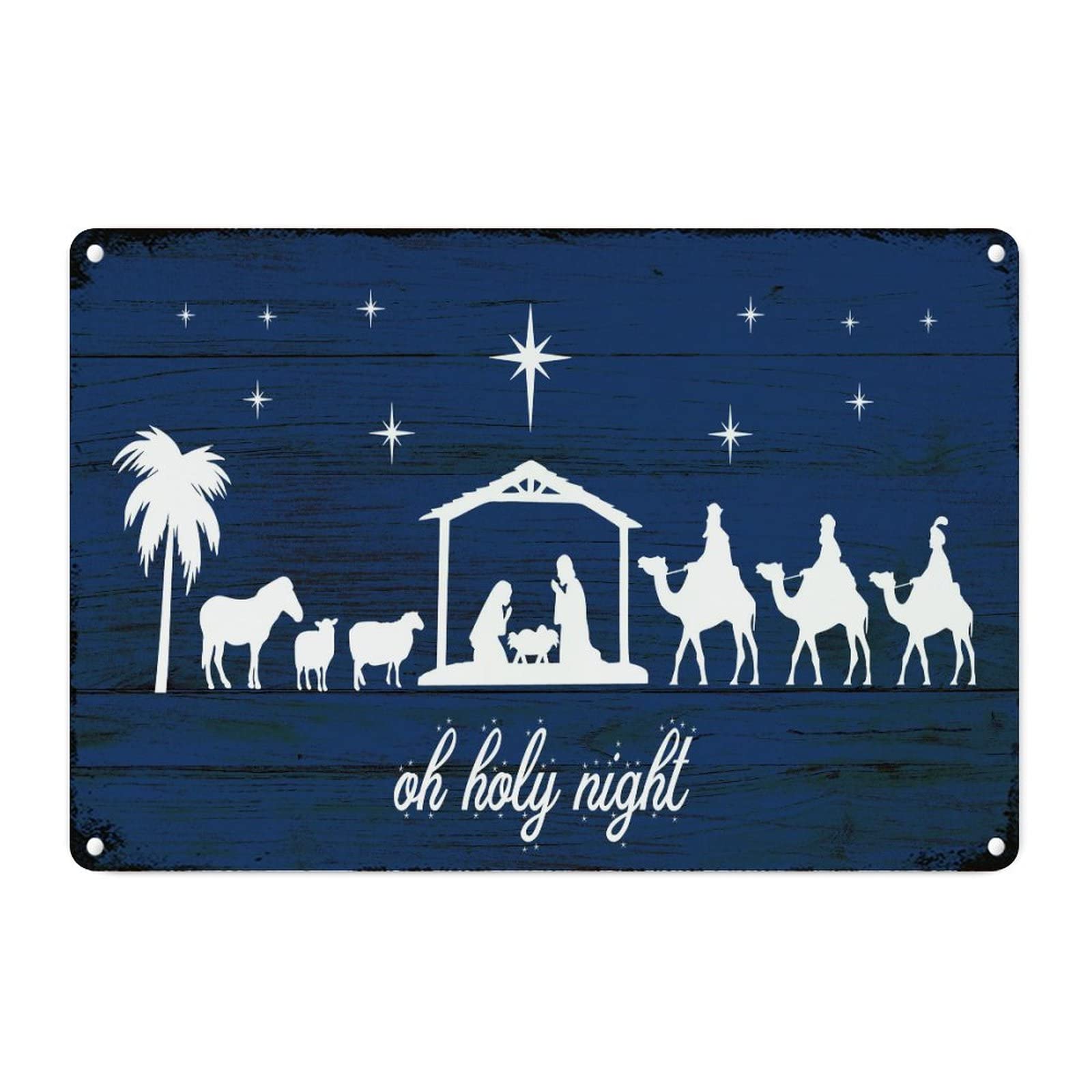 Crèche de Noël en métal extérieur durable décor mural rétro 45cm
