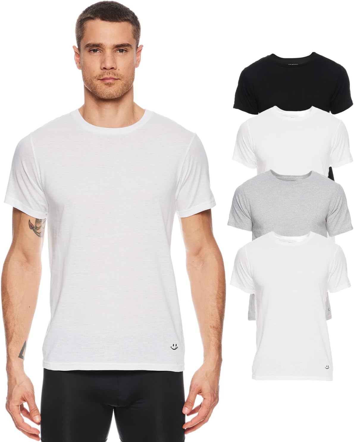 JOE BOXER Mens T-Shirts Pack of 4 - Crew Neck Undershirts for Men Pack of 4 - Mens White T Shirts