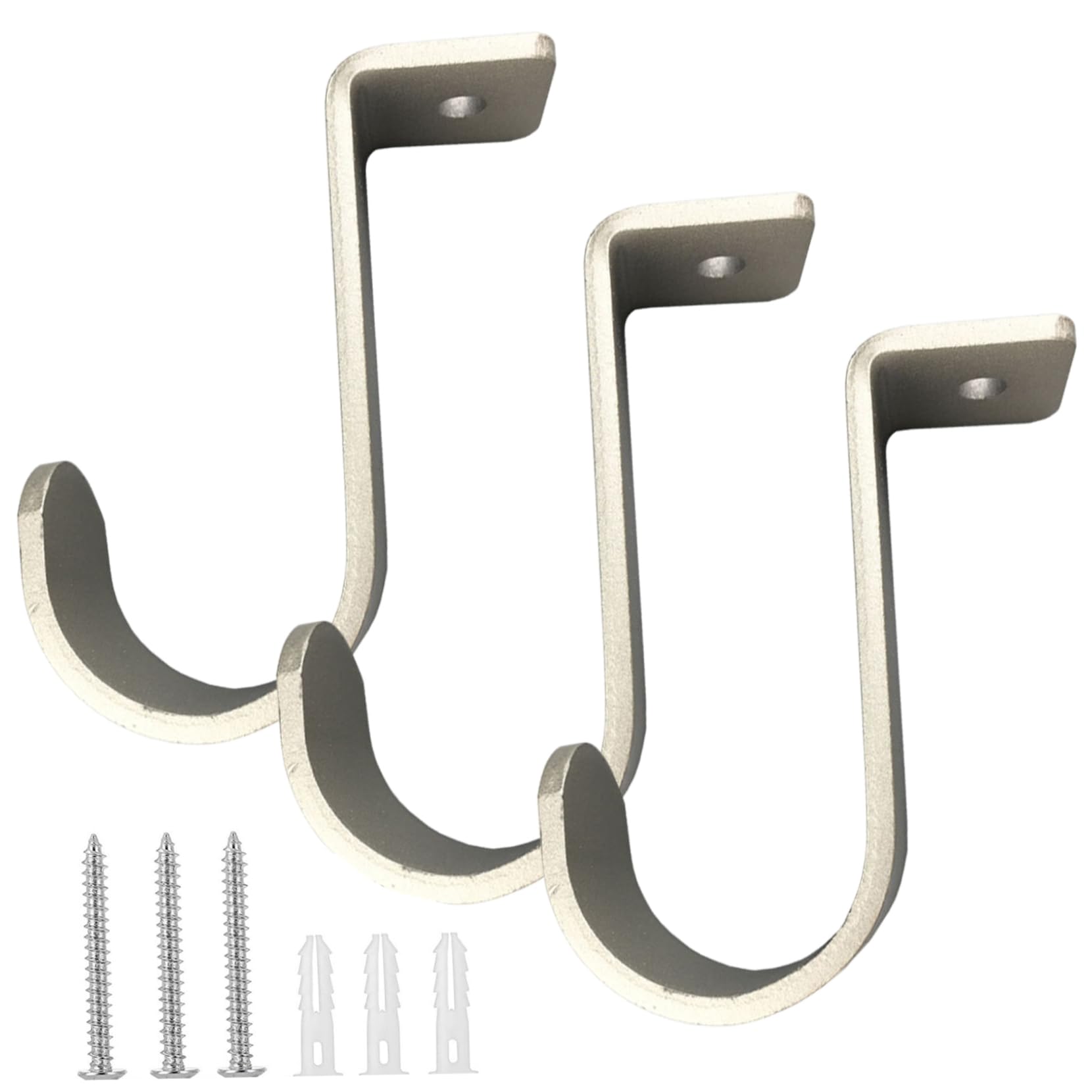 Bonalake 3Pcs Curtain Rod Bracket, Ceiling Mounted Curtain Rod Brackets, Heavy Duty Metal Single Rods Hooks Hanger Fit for 1 Inch Drapery, Silver Ceiling Mount