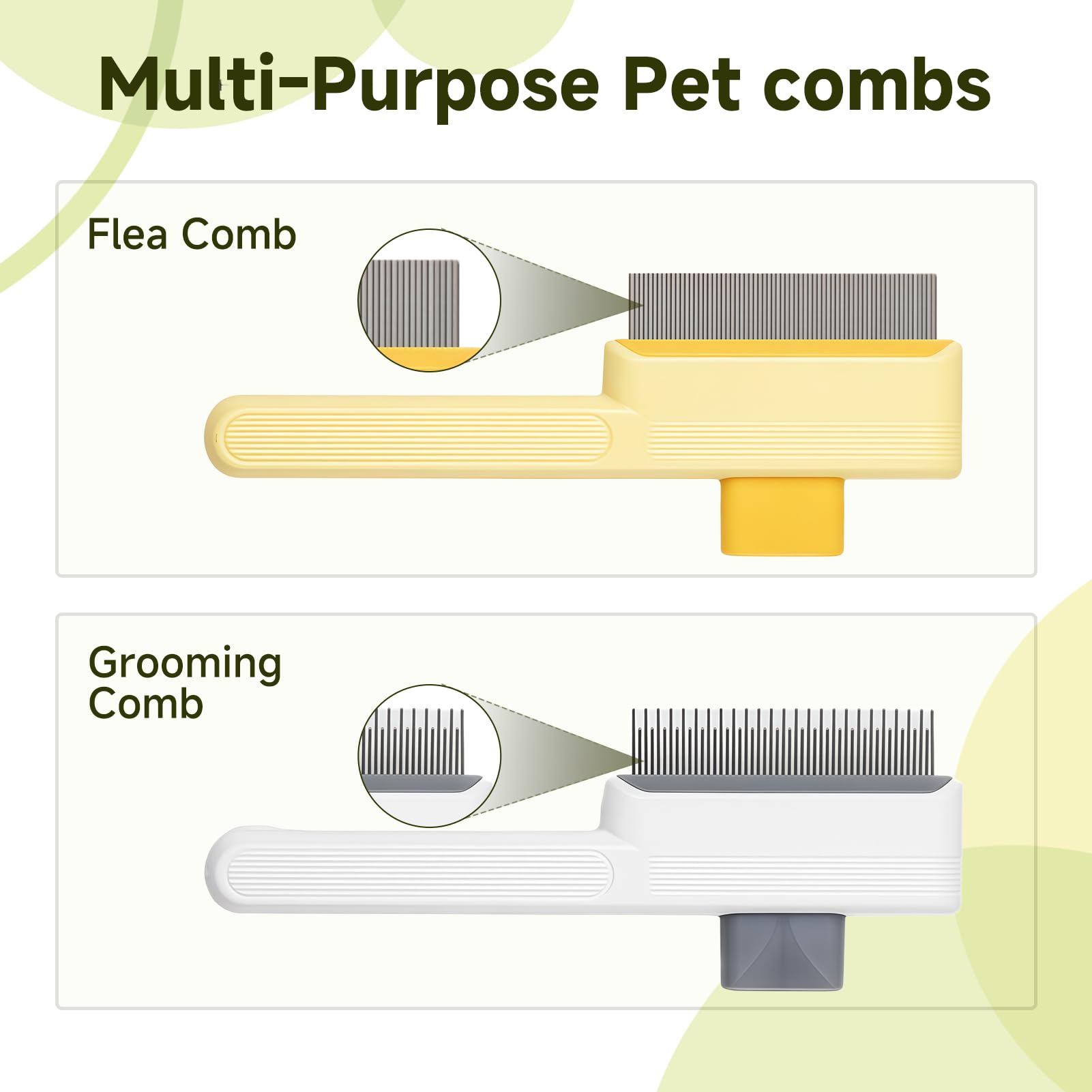 OIHCAZ Flea Comb for Cats Dogs 2PCS Cat Brush with Release Button and Stainless Steel Teeth - Image 3