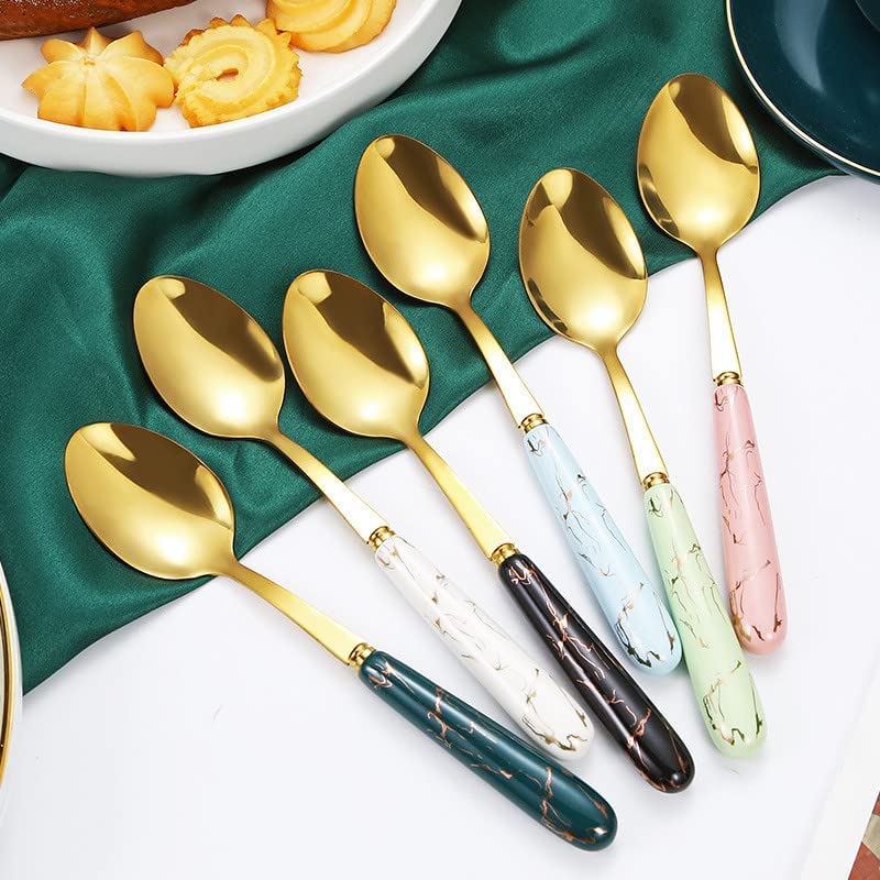 Zestaw Sztućców Ceramicznych Ze Stali Nierdzewnej, Sztućce Ze Stali Nierdzewnej, Sztućce Kuchenne, Widelec, Łyżka, 24 Sztuki, Do Rodzinnej Restauracji, Przyjęcia Obiadowego