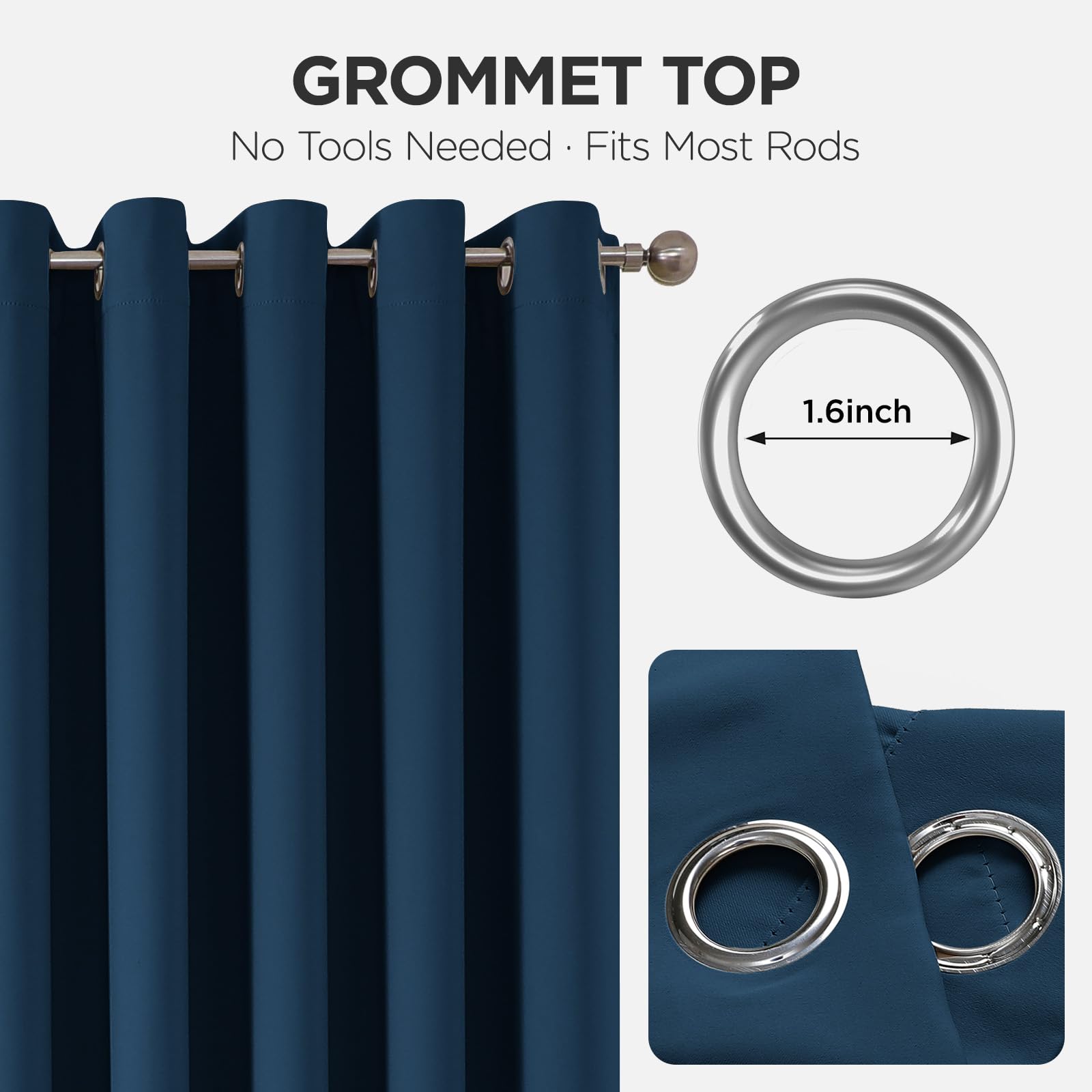 Joydeco Rideaux de porte de placard pour chambre à coucher, porte de placard, rideaux de porte bleu marine pour portes d'intimité, chambre à coucher, tissu dense au toucher lisse