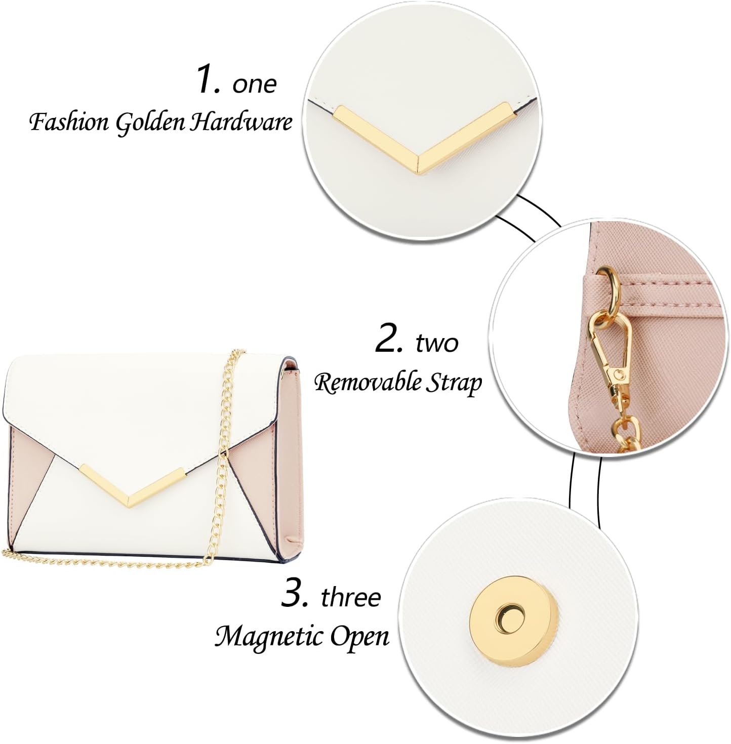 KKXIU Women Elegant Faux Leather Evening Envelope Clutch Purse Foldover Bags for Party Wedding Prom - Image 3