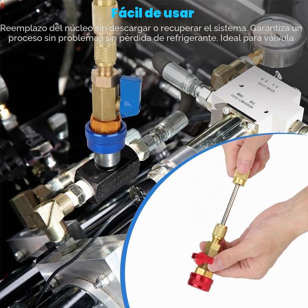 R134A R1234YF Herramienta de núcleo de válvula, herramienta de extracción de núcleo de válvula de CA, R134a R1234yf R22 Kit de herramientas de instalación para sistemas de aire acondicionado