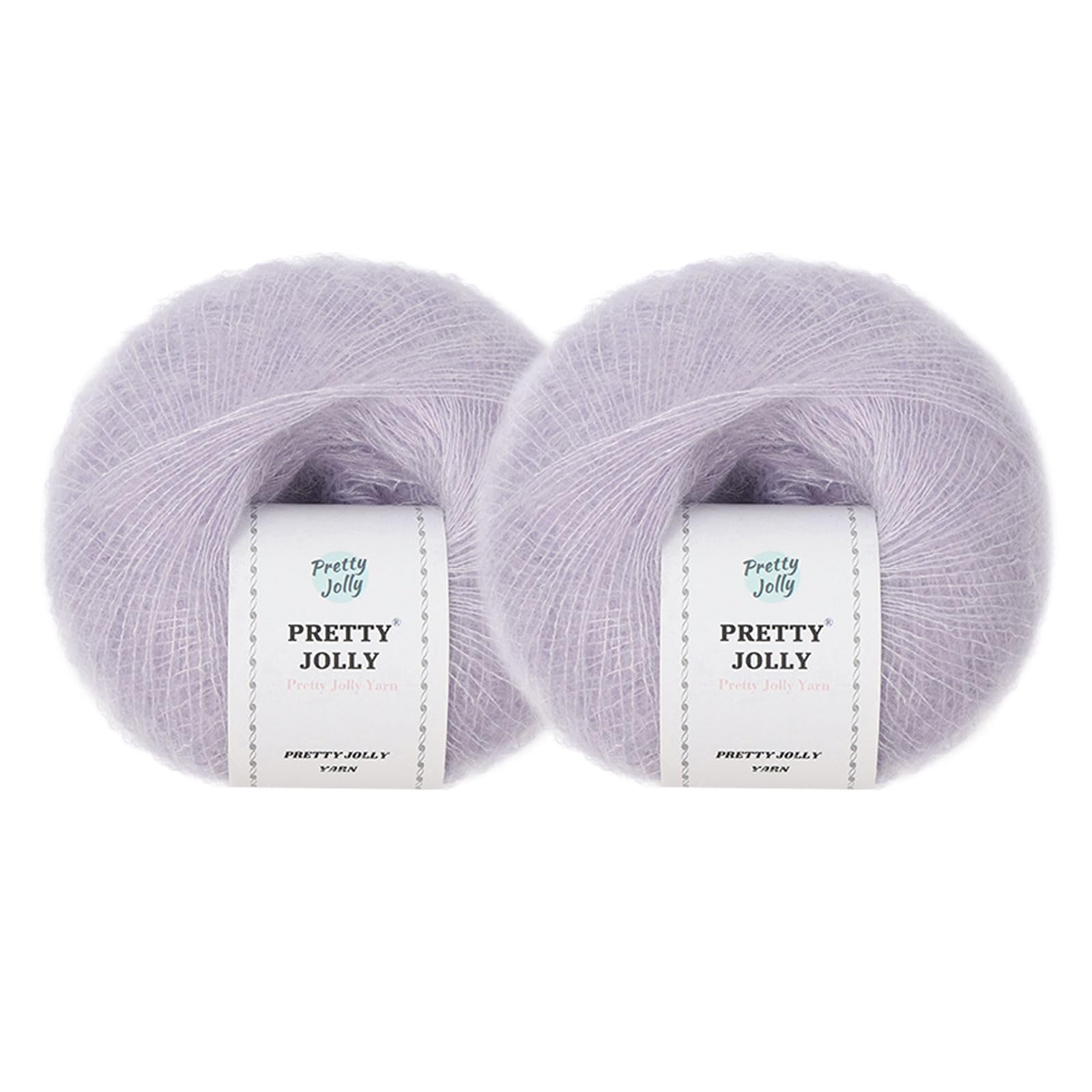 Pretty Jolly 2 Skeins Soft Mohair Yarn, Fluffy & Fuzzy, Luxurious & Thin, Slik Wool Blend Yarn for Crochet & Knitting, Total 20g×2, 300m×2 (Light Purple)