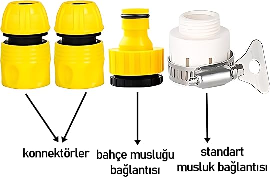 Transformacion Bahçe Sulama Tabancası, Paslanmaz Çelik Nozul, Ayarlanabilir Akış Kontrolü, Hortum Bağlantı Adaptörleri ile