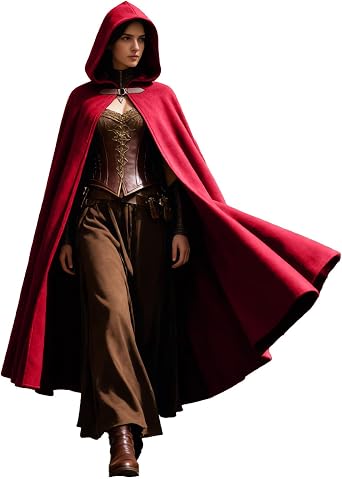 Renaissance Medieval Cloak with Hood Women Velvet Hooded Cape