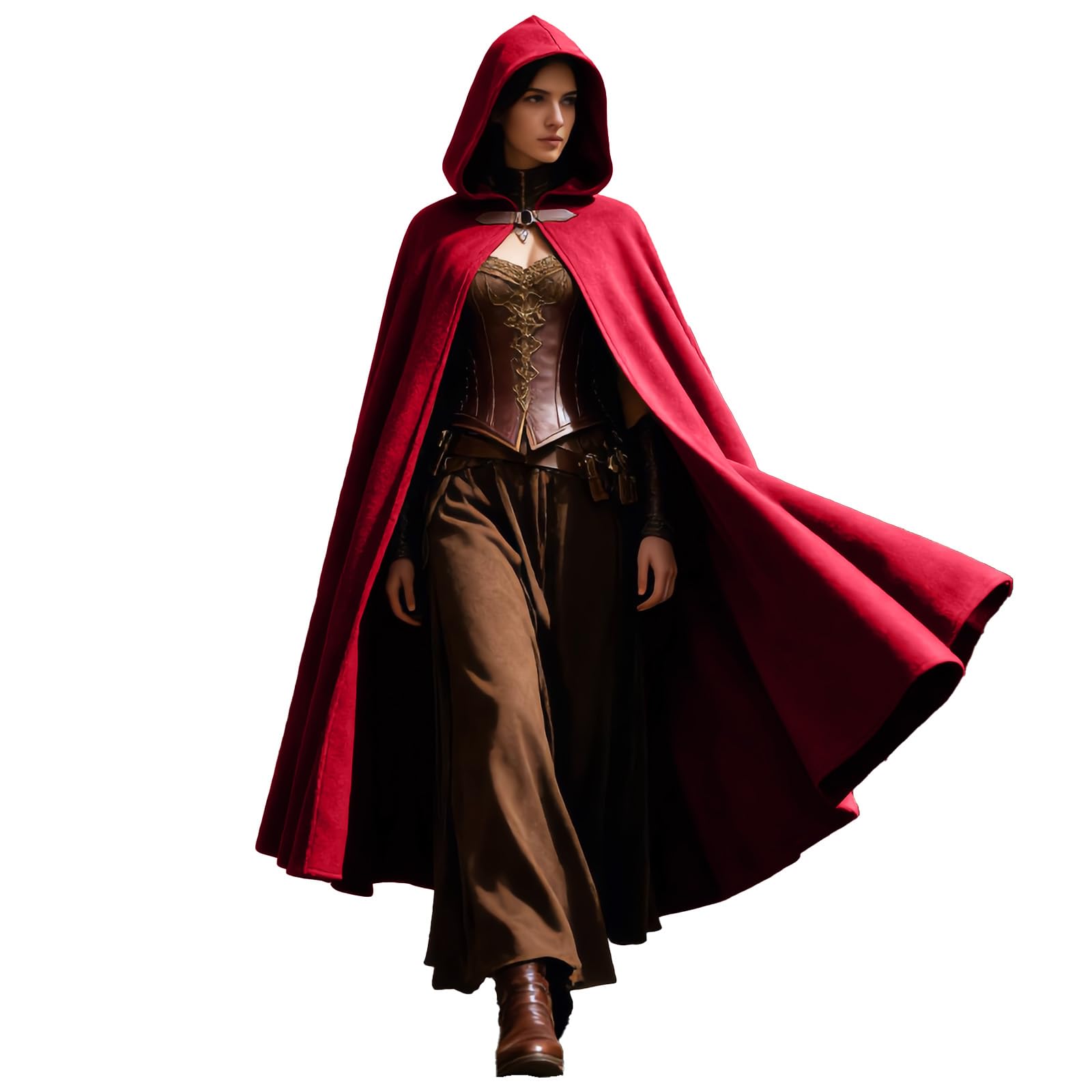 Renaissance Medieval Cloak with Hood Women Velvet Hooded Cape