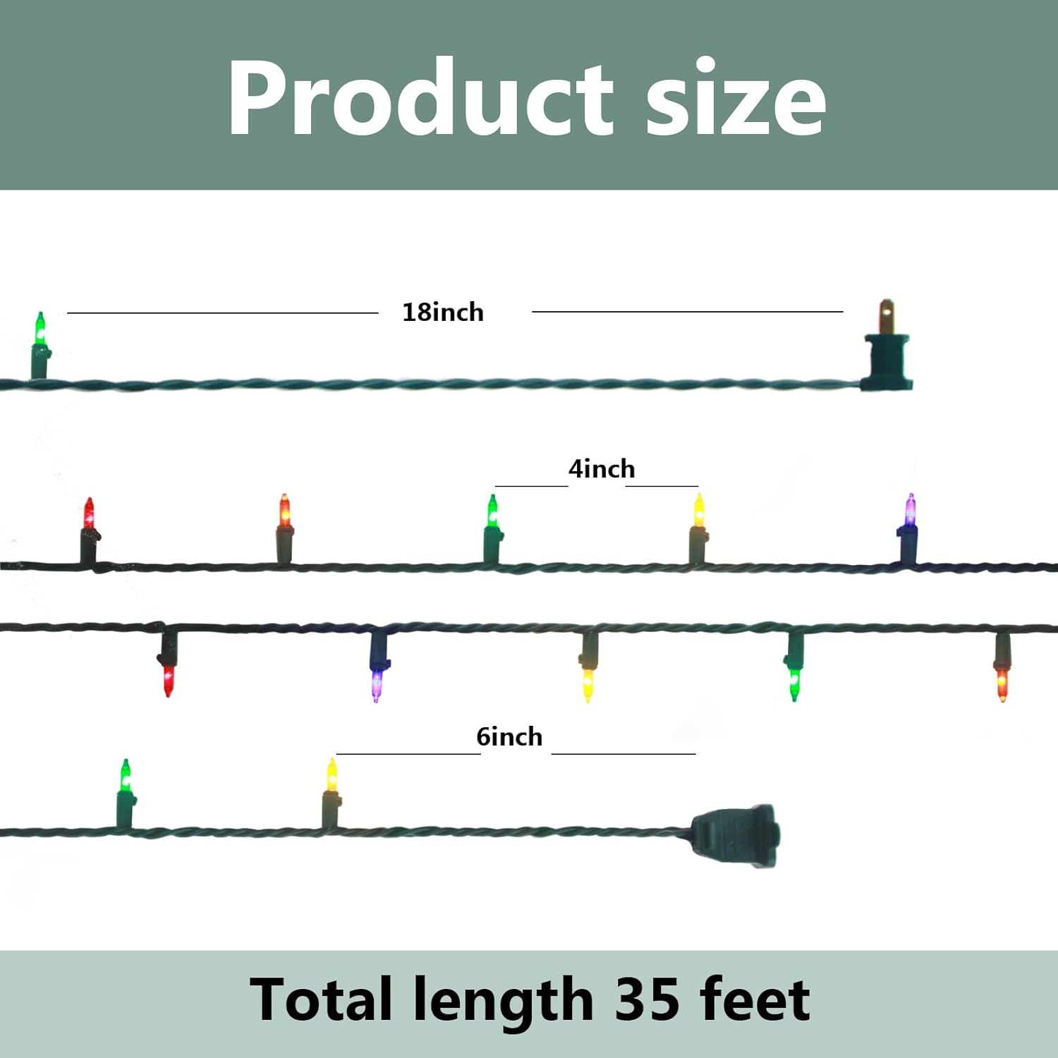 35FT 100ct LED Christmas String Lights, Green Wire Christmas String Lights for Indoor Outside Holiday and Tree Decor, Patio Hanging Lighting Decorations, UL Certified