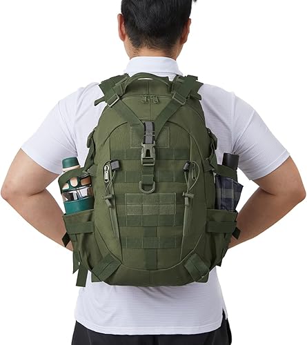 Miniatura 6 de ETWBO Mochila táctica militar 35L Mochila del ejército Molle Bug Out Bolsa de asalto al aire libre Camping Caza Trekking Daypack, Verde, Mochila