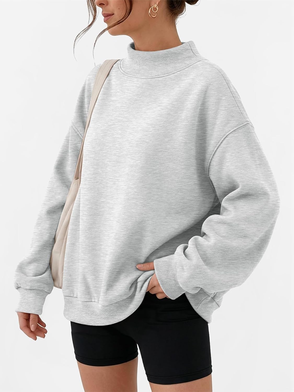 Trendy Queen Womens Mock Neck Sweatshirt Oversized Casual Fall Clothes 2026