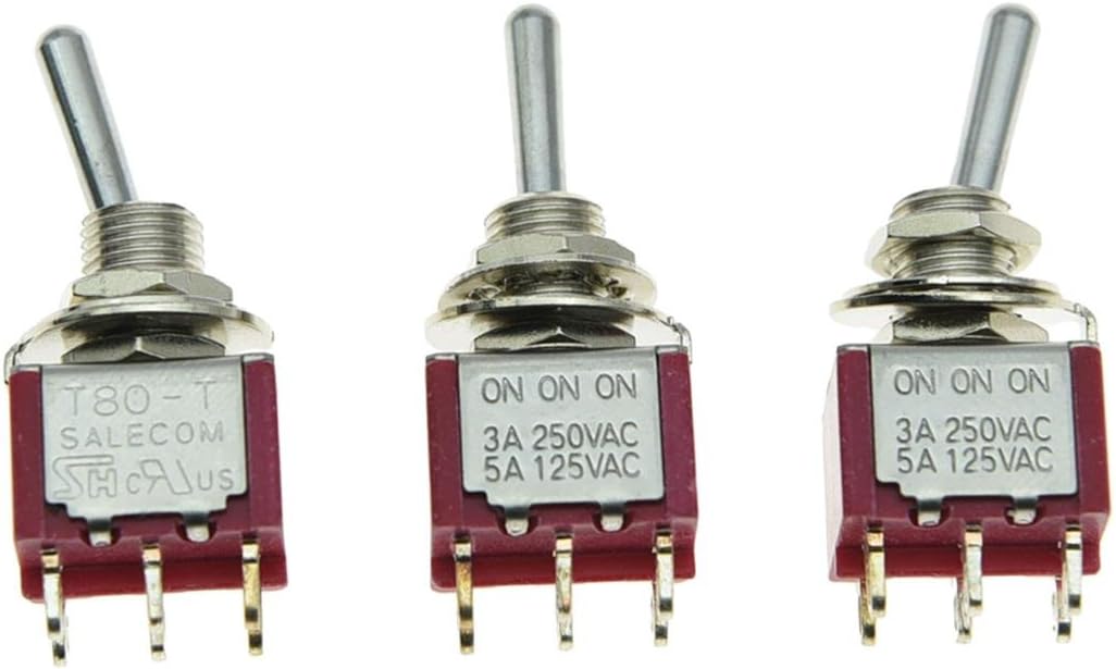 SALECOM 3pcs DPDT 6 Pin 3 Way ON/ON/ON Guitar/AMP Mini Toggle Switch Car/Boat Mini Switches