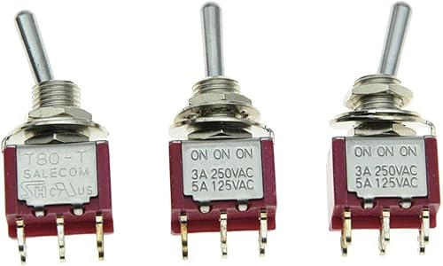 SALECOM 3pcs DPDT 6 Pin 3 vías ONON Guitarra  AMP Mini interruptor de palanca cochebarco mini interruptores