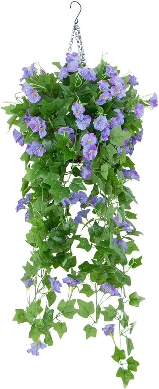 Lopkey Outdoor Artificial Morning Glory Silk Flower Hanging