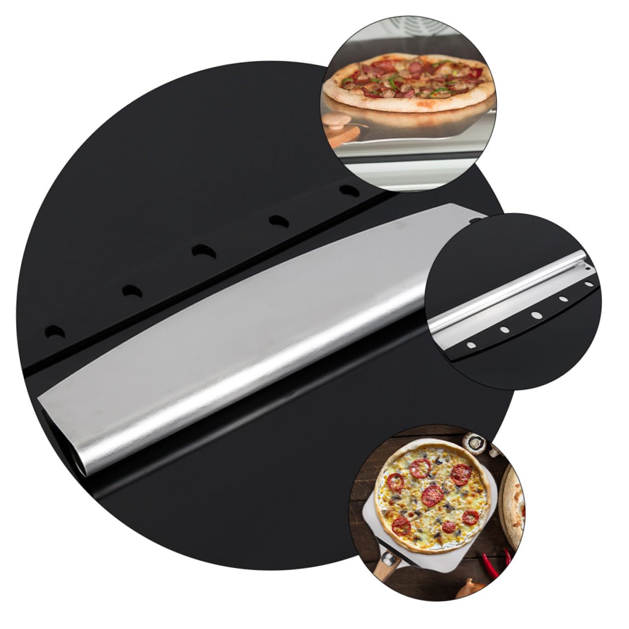 2 Stück Teiliges Pizzaschaufel Aluminium mit Klappbarem Holzgriff Dünner Pizzaschieber und Teigschaber Vielseitiger Pizzaheber für Backofen und Küchengebrauch