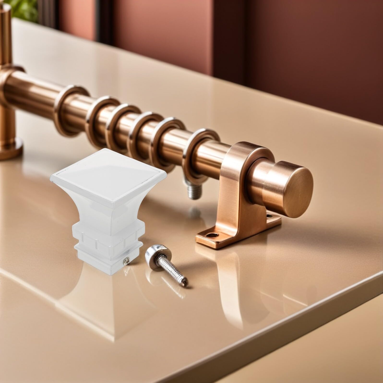 Baluue Terminali Quadrati per Aste per Tende in Metallo Bianco Set 2 Pezzi estremità Decorate Spessore Rinforzato Accessori per Aste di Ricambio Adatti a Tende Pesanti per Ambienti