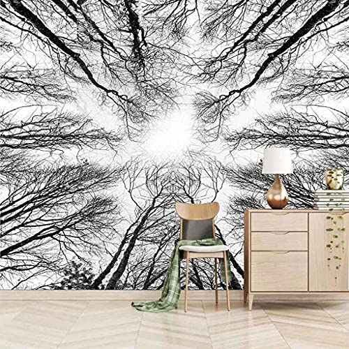 QMWZZV Papel Tapiz Fotográfico Lona Autoadhesiva Fondo De Pantalla Paisaje De Bosques En Blanco Y Negro 200 x 140 cm Para Salón Dormitorio Fondo de TV Despacho Pasillo Murales Decoración de Paredes Mo