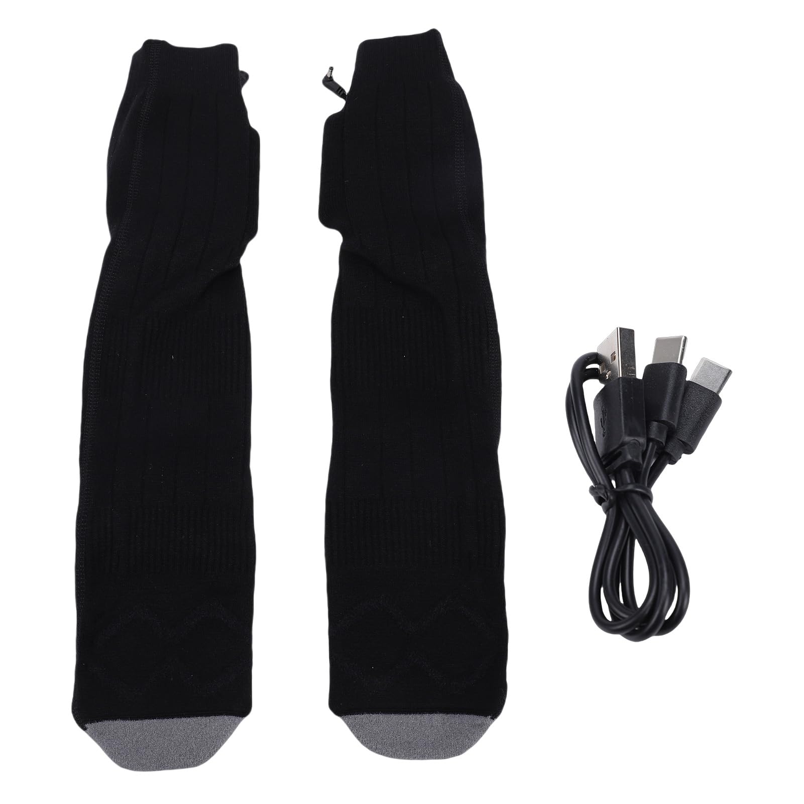 Chaussettes Chauffantes Rechargeables Niveaux de Chauffage Réglables pour Le Ski Camping Pêche équitation Noir